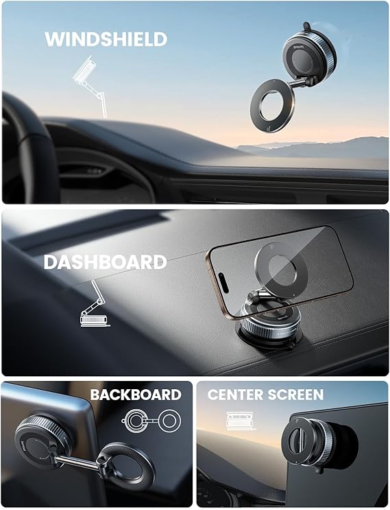 Lamicall Car Phone Holder 70LBS Vacuum Suction for Mag safe Car Mount